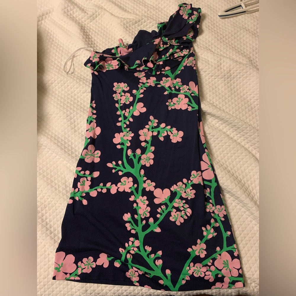 Lilly Pulitzer size small one shoulder cherry blossom dress